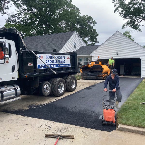 John Cooper Employees Paving the Driveway in Rhode Island