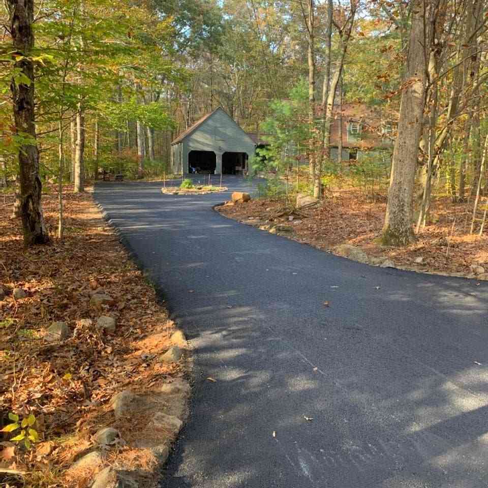 Completed driveway and parking lot in Cranston, RI